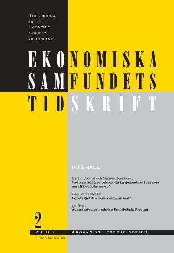 Nummer 2/2007 - Ekonomiska Samfundets tidsskrift