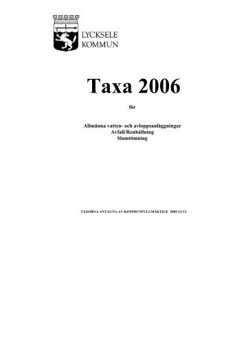 Taxa 2006 - Lycksele kommun