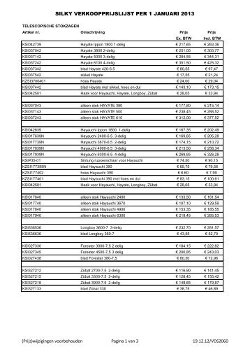 Silky Prijslijst 2013.pdf - Meijdebie.nl