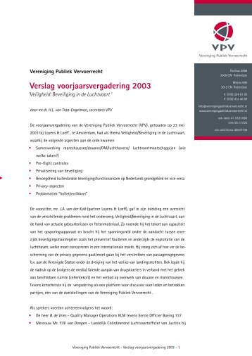 Verslag voorjaarsvergadering 2003 - Vereniging Publiek Vervoerrecht