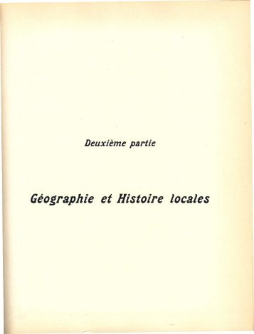 Géographie et Histoire locales