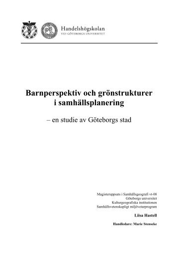Barnperspektiv och grönstrukturer i samhällsplanering - Friluftsliv i ...