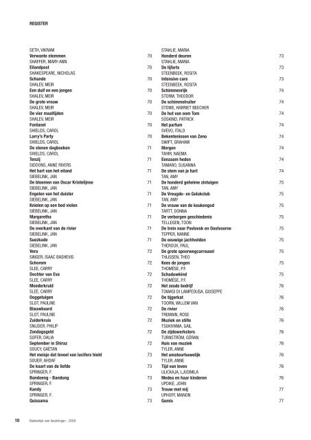 2009-2010 Boekenlijst voor leeskringen - Bibliotheek Zuid ...