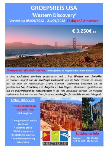 GROEPSREIS USA - Herbots Reizen