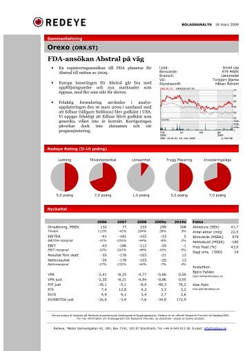 FDA-ansökan Abstral på väg - Redeye