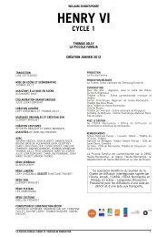 Henry VI - Dossier de production - cycle 1 - Nouveau théâtre d'Angers