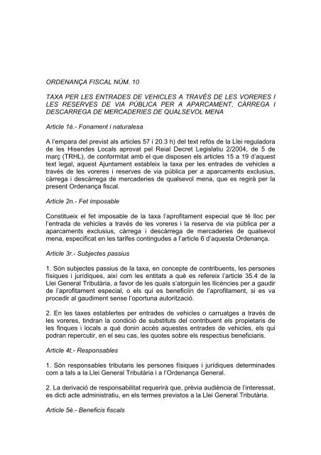 ORDENANA FISCAL NM - Ajuntament de Martorelles