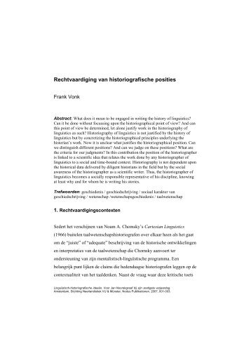 Rechtvaardiging van historiografische posities