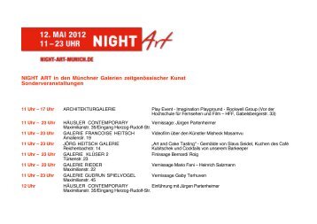 NIGHT ART in den Münchner Galerien zeitgenössischer Kunst ...