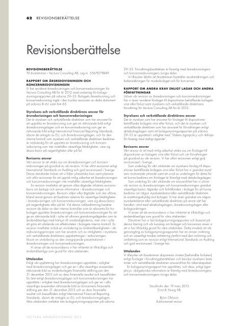 Årsredovisning 2012 (pdf) - Vectura