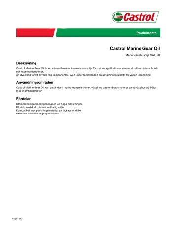 Castrol Marine Gear Oil - Castrol - PDS & MSDS Search