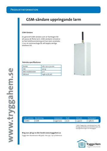 Installationsanvisning, GSM-Sändare - Trygga hem