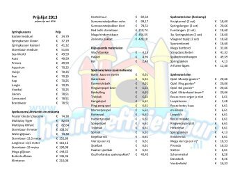 Prijslijst 2013 - Huur hoeft niet duur