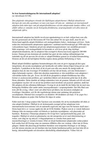 Se över hemutredningarna för internationell ... - Tobias Hübinette