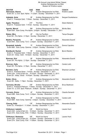 Skaters List - Great Neck Park District