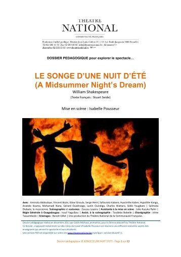 LE SONGE D'UNE NUIT D'ÉTÉ (A Midsummer ... - Théâtre National