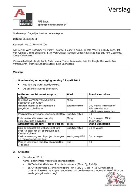 Bijlage: Verslag sportregio mei 2011 PDF, 85,3Kb - Arendonk