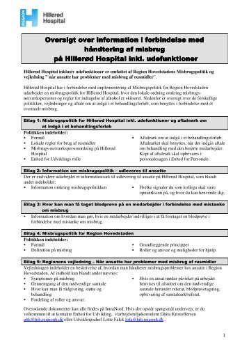 Misbrugspolitik for Nordsjællands Hospital (incl aftaleark)