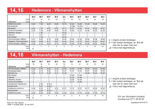 Buss och Tåg i Dalarna Gäller 17 Augusti 2009 - 19 Juni 2010