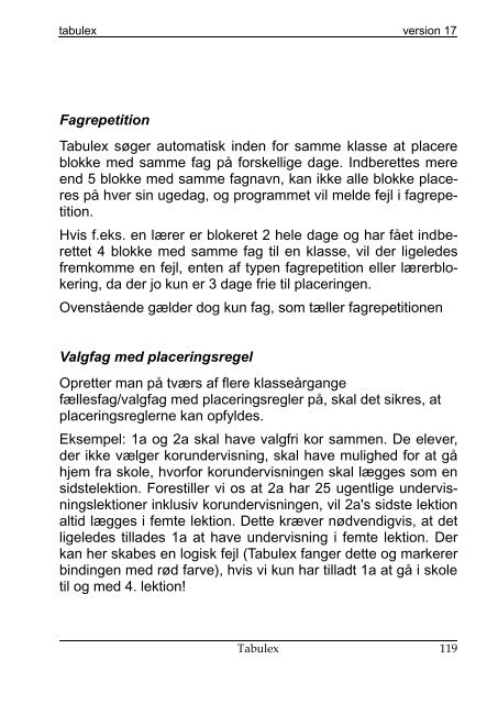 Tabulex Skemalægning 2013