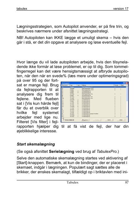 Tabulex Skemalægning 2013