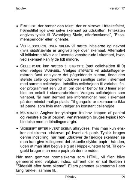 Tabulex Skemalægning 2013