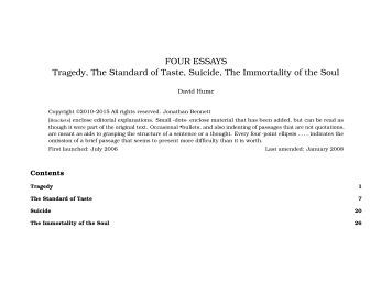 essay on the standard of taste Four essays tragedy, the standard of taste, suicide, the immortality of the soul david hume this essay the word nearly always means ‘feeling’. essay on the standard of taste Four essays tragedy, the standard of taste, suicide, the immortality of the soul david hume this essay the word nearly always means ‘feeling’.