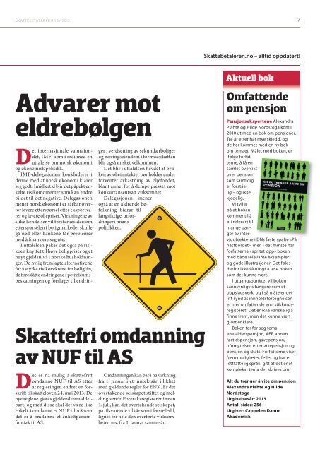 Skattebetaleren 3 2013 - Skattebetalerforeningen