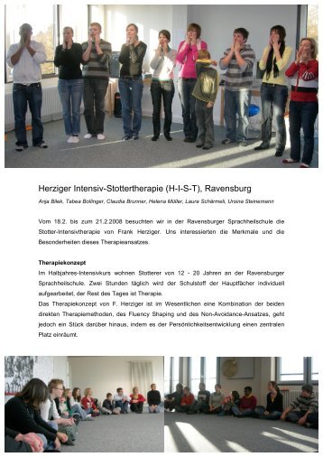 Herziger Intensiv-Stottertherapie (H-I-S-T), Ravensburg