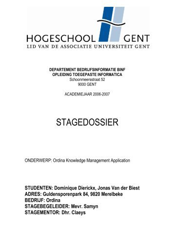 STAGEDOSSIER - dominiek