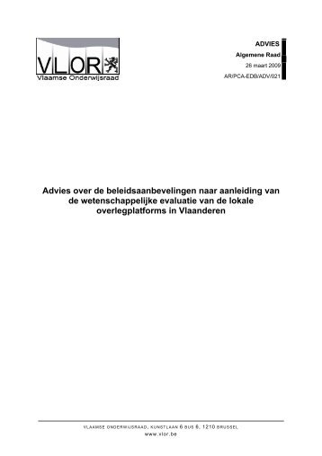 Advies over de beleidsaanbevelingen naar aanleiding van de ...