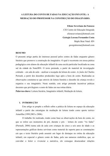 1 A LEITURA DO CONTO DE FADAS NA EDUCAÇÃO INFANTIL: A ...