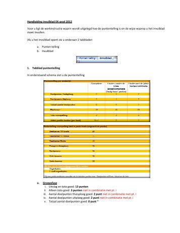 Handleiding invulblad EK-pool 2012 Voor u ligt de werkinstructie ...