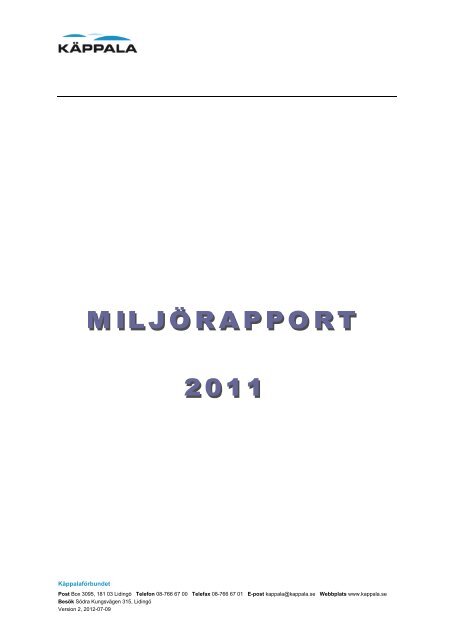 Miljörapport 2011 771 Kb - Käppalaförbundet