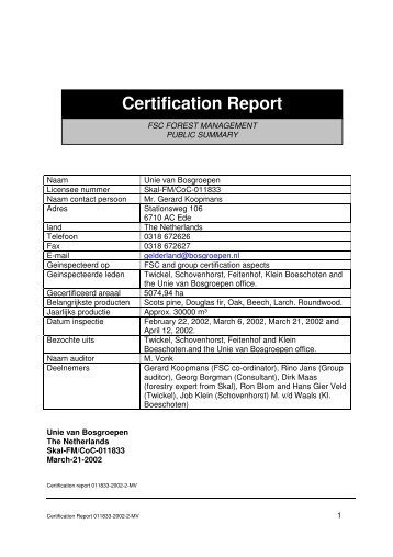 Certification Report - Control Union