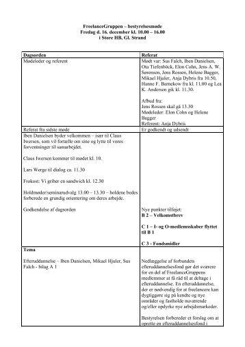 Referat af bestyrelsesmøde 16. december 2011 - FreelanceGruppen