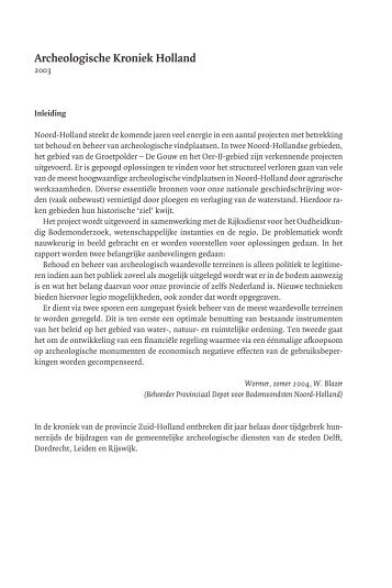 Archeologische Kroniek - Historische Vereniging Holland