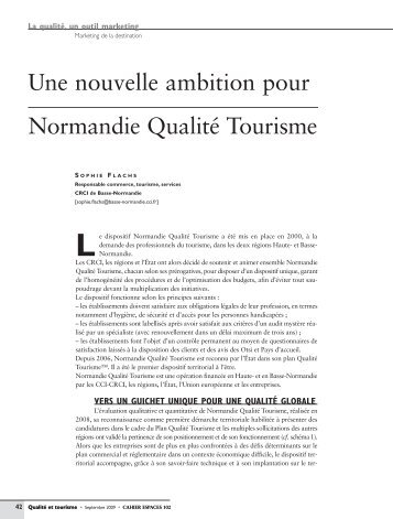 Une nouvelle ambition pour Normandie Qualité Tourisme - Cahier ...