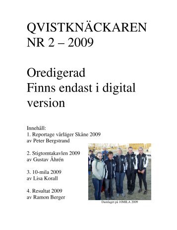QVISTKNÄCKAREN NR 2 – 2009 Oredigerad Finns endast i digital ...