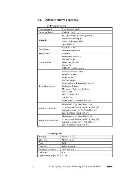 rapport archeologische opgravingen - Gemeente Alphen-Chaam