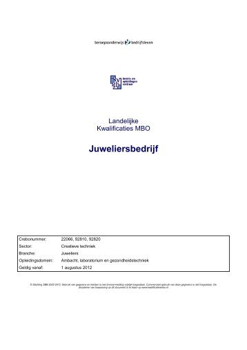 Kwalificatiedossier juweliersbedrijf - SVGB