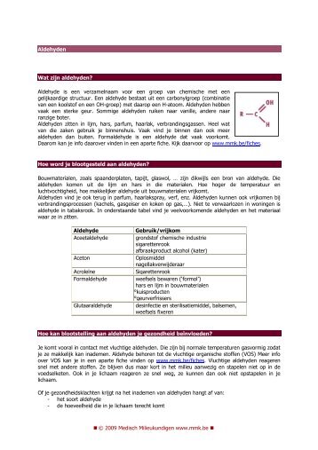 Aldehyde is een verzamelnaam voor een groep van - Medisch ...