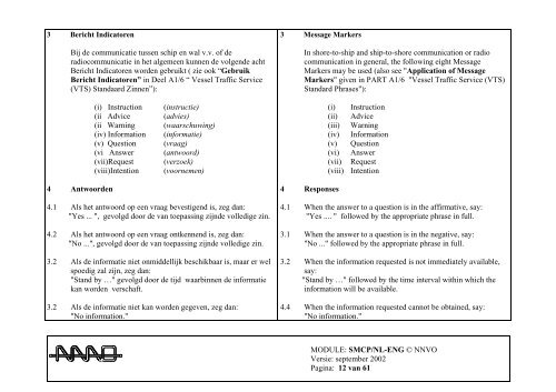 Standard Marine Communication Phrases (SMCP) voor de ... - NNVO