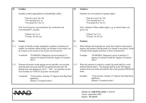 Standard Marine Communication Phrases (SMCP) voor de ... - NNVO