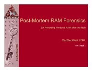 Post-Mortem RAM Forensics - CanSecWest