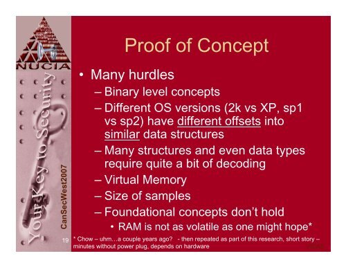 Post-Mortem RAM Forensics - CanSecWest