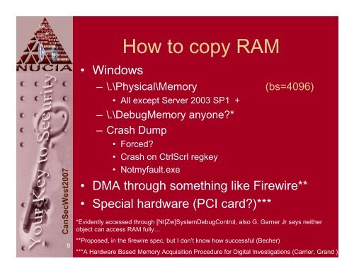 Post-Mortem RAM Forensics - CanSecWest