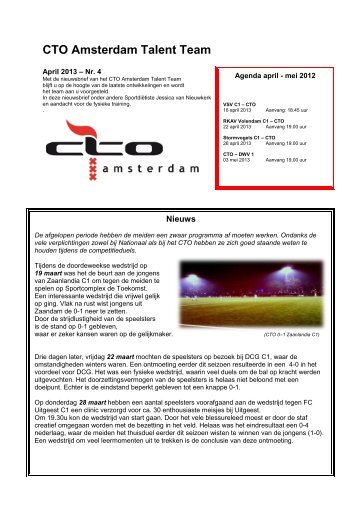 CTO Amsterdam Talent Team Nieuwsbrief - April 2013 - Topsport ...