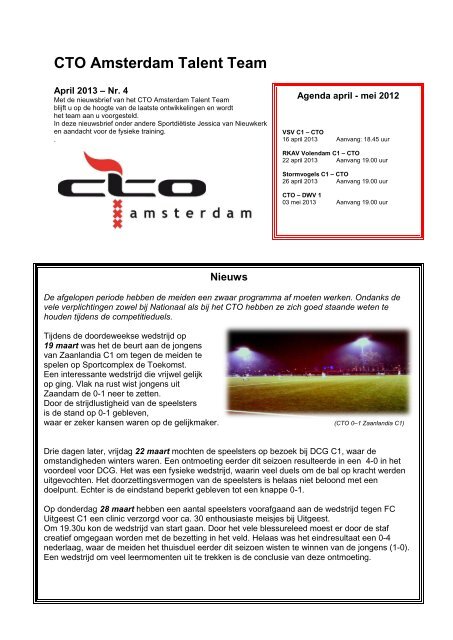 CTO Amsterdam Talent Team Nieuwsbrief - April 2013 - Topsport ...