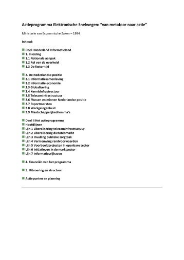 Het Nationaal Actieprogramma Elektronische Snelwegen